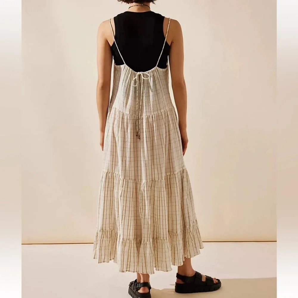 Free People Marigold Maxi Cotton Gauze Dress In Canvas Combo